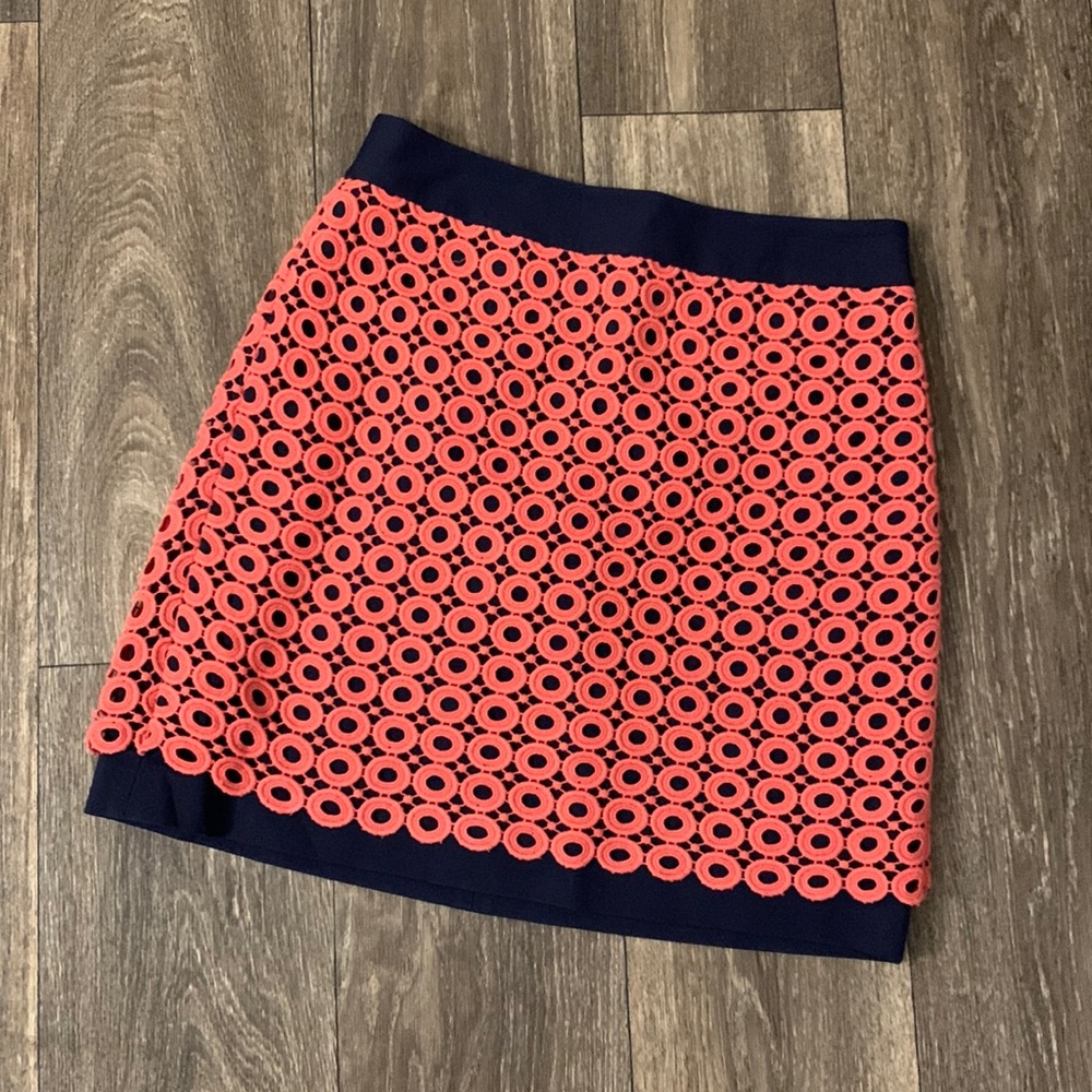 Coral & Navy blue Loft skirt size 00